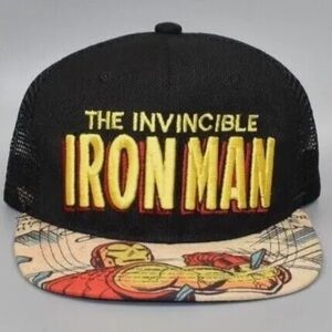 The Invincible Iron-Man Marvel Comics Graphic Brim Trucker Snapback Cap …